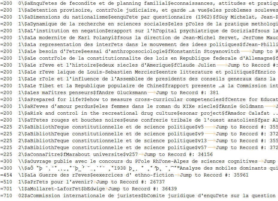 31 εγγραφές που έχουν Γ αντί e στα γαλλικά Εικόνα 5.4: Μέρος εγγραφών οι οποίες έχουν Γ αντί e στα γαλλικά 109 εγγραφές με λάθη στη κωδικοποίηση.