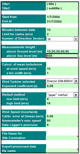 INPUT SHEET Ξεκινάμε ανοίγοντας το Excel και στη συνέχεια το αρχείο Windrose.