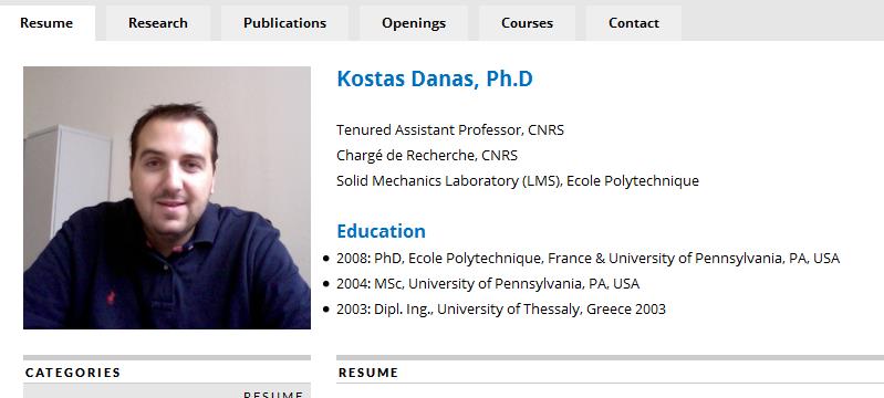 Απόφοιτοι ΤΜΜ Κώστας Δανάς (αποφ. 2003), Assistant Prof.