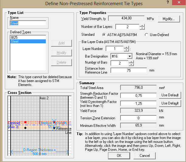 3.1.4 ΣΧΕΔΙΑΣΜΟΣ - ΕΠΙΛΟΓΗ - ΕΛΕΓΧΟΣ ΟΠΛΙΣΜΟΥ ΕΠΙΛΟΓΗ - ΕΛΕΓΧΟΣ ΟΠΛΙΣΜΟΥ ΕΛΚΥΣΤΗΡΑ (BC ) α ) Από το παράθυρο διαλόγου ( Show detail ) Define Non - Prestressed Reinforcement Tie Types για Τάση