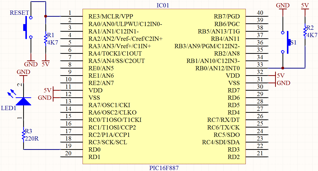 RB0 Interrupt O PIC16F887 έχει τη δυνατότητα να σημοταδοτήσει διακοπή σε περίπτωση κατερχόμενου (ή ανερχόμενου) μετώπου παλμού στον ακροκέκτη RB0 (external interrupt).