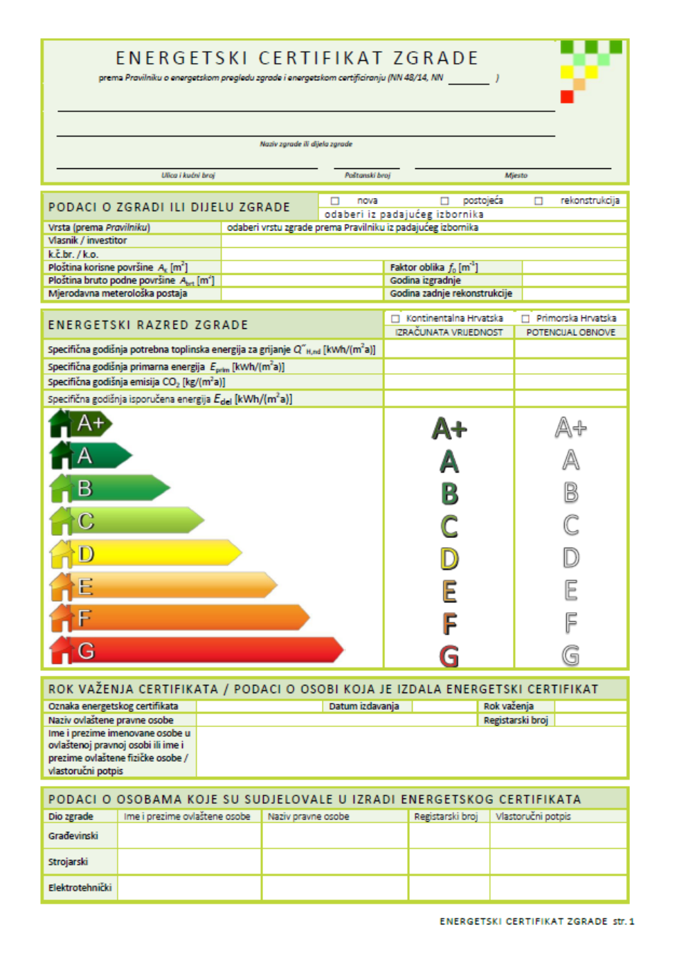 PRILOG 2 IZGLED I SADRŽAJ ENERGETSKOG