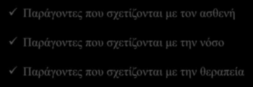 Παράγοντες που επηρεάζουν τον κίνδυνο ΦΘ σε ασθενείς με νεοπλασίες Παράγοντες που σχετίζονται