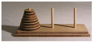 Οι Πύργοι του Ανόι (towers of Hanoi) (1/6) Σύμφωνα με τον μύθο σε έναν ναό της Άπω Ανατολής, οι ιερείς προσπαθούσαν να μεταφέρουν μια στοίβα χρυσών δίσκων από ένα στύλο σε ένα άλλο.