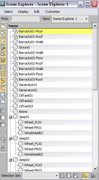 Εικόνα 47: Scene Explorer Organizational Tools: Εδώ υπάγονται τα Container, Group και Layer.