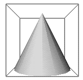 Εικόνα 59: Διαστάσεις Bounding Box Εικόνα 60: Κώνος με το bounding box του Τέλος, η πλατφόρμα REVE Worlds προσφέρει τη δυνατότητα εισαγωγής πρακτόρων στη σκηνή, οι οποίοι είναι ικανοί να