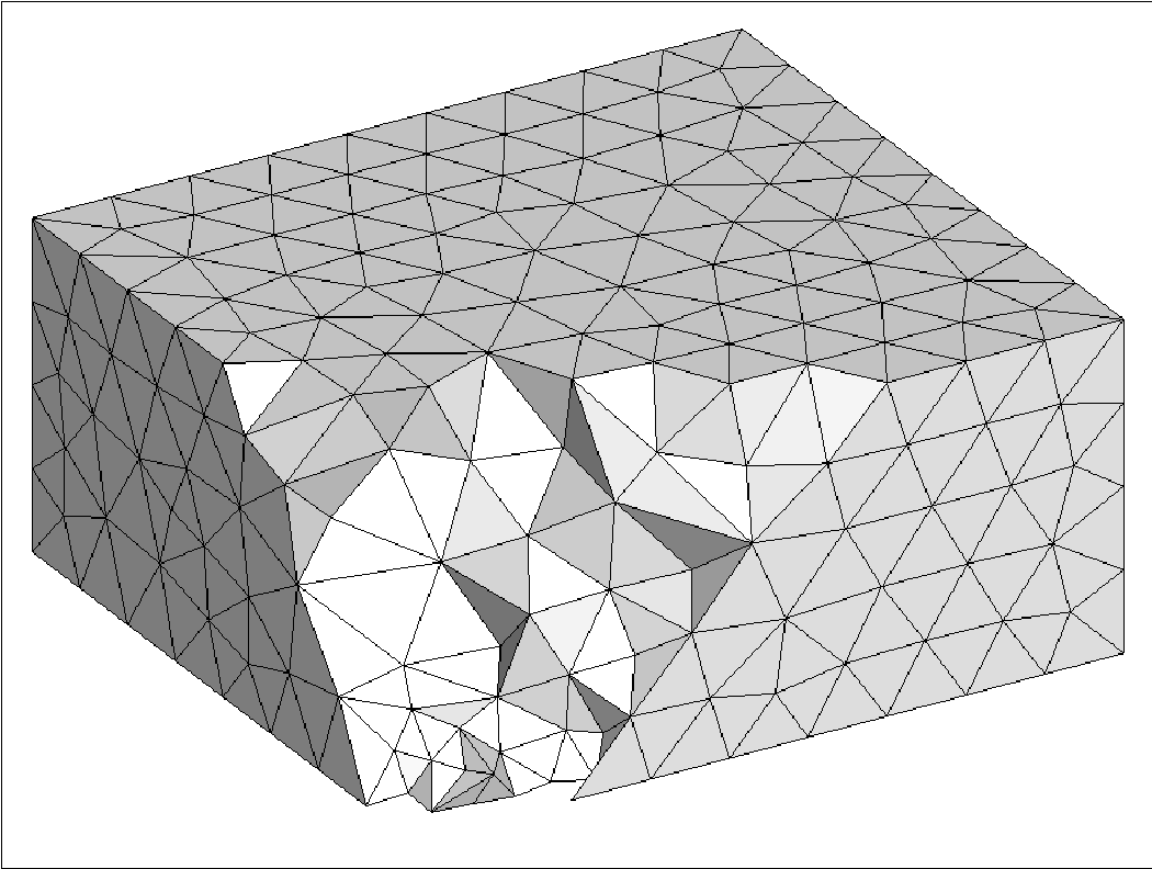 στο προκύπτον πλέγμα. Σχήμα 5.1: Το πλέγμα είναι ένας κύβος που αποτελείται από 72791 κόμβους και από 341797 τετραεδρικά στοιχεία.