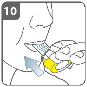 Τρυπήστε το καψάκιο: Κρατήστε τη συσκευή εισπνοής σε όρθια θέση με το επιστόμιο στραμμένο προς τα πάνω. Τρυπήστε το καψάκιο πιέζοντας σταθερά τα δύο πλευρικά πλήκτρα συγχρόνως. Κάντε το μόνο μία φορά.