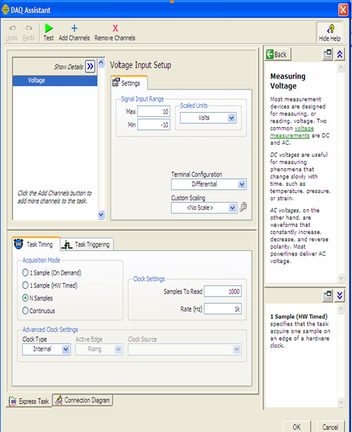 Επιλέγουμε στη συνέχεια View> Functions Palette> Express> Input> DAQ assistant.