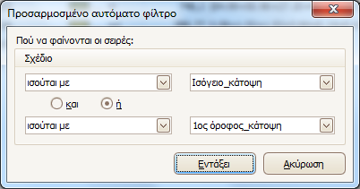 Δυνατότητα επιλογής «Αύξουσα / Φθίνουσα ταξινόμηση» με κλικ στην αντίστοιχη επικεφαλίδα της λίστας.