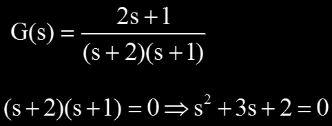 Ιδιότητες της συνάρτησης 5. Ο παρονομαστής της συνάρτησης μεταφοράς εξισωμένος με το μηδέν, δίνει την χαρακτηριστική εξίσωση (Χ.