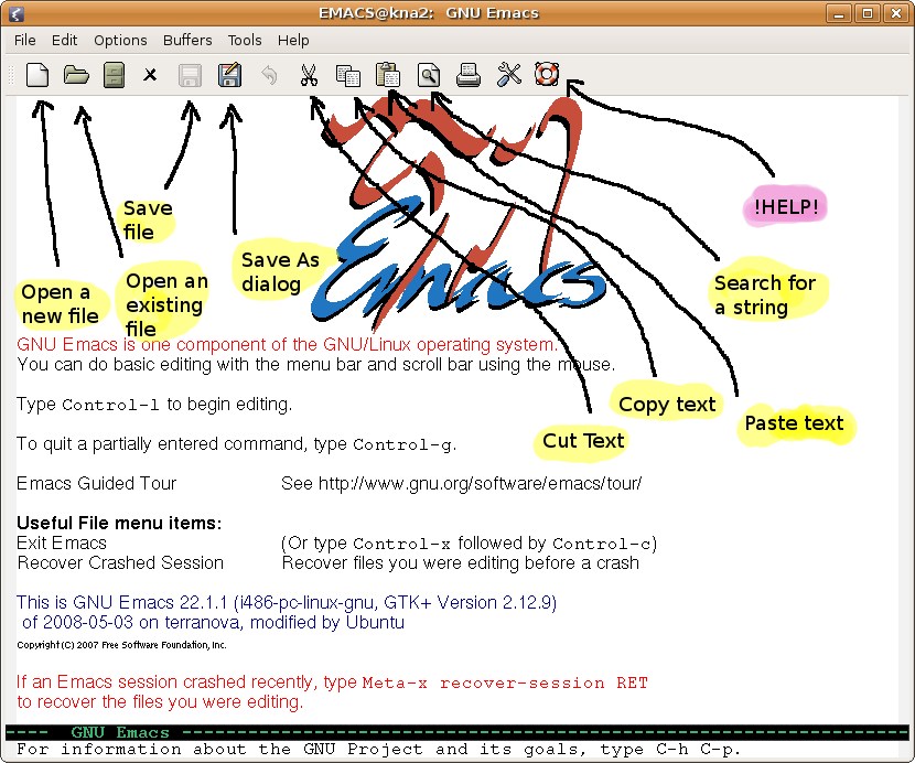 1.3. ΠΡΟΓΡΑΜΜΑΤΙΖΟΝΤΑΣ ΜΕ ΤΟΝ EMACS 23 να τρέχουμε τον Emacs και σε ένα απλό τερματικό, είτε για γρήγορη επεξεργασία κειμένου είτε γιατί δε διαθέτουμε παραθυρικό περιβάλλον²² αλλά μόνο κονσόλα.