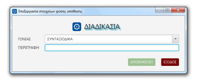 "Δημιουργία νέου", "Επεξεργασία" και "Διαγραφή". Οι ίδιες επιλογές βρίσκονται σε κουμπιά στα δεξιά του πλαισίου.