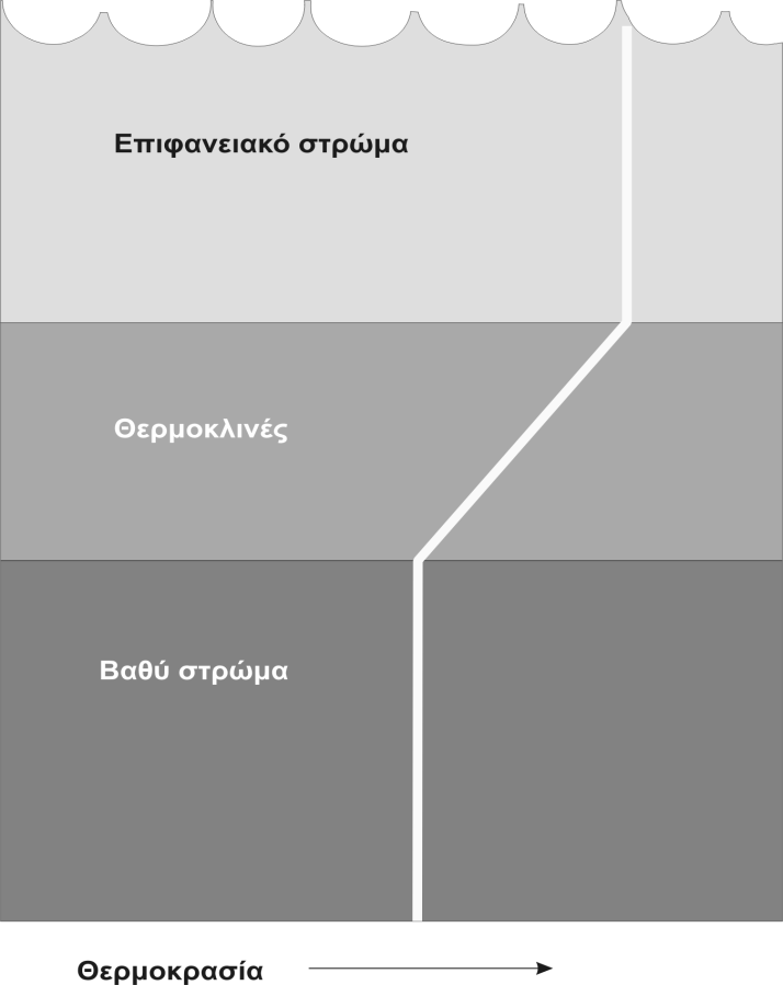 Σο θερμοκλινϋσ εύναι το μεταβατικό ςτρώμα μεταξύ των επιφανειακών υδϊτων και των υδϊτων μεγϊλου βϊθουσ. Σα όρια του θερμοκλινούσ καθορύζονται από την θερμοκραςύα των υδϊτων.