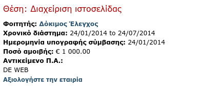 μέχρι πρότινος η θέση εμφανιζόταν με τον χαρακτηρισμό Αναπληρωματική από φορέα. Η ανάθεσης της θέσης λαμβάνει και τυπικό χαρακτήρα αφού εγκριθεί από την Επιτροπή Ερευνών.