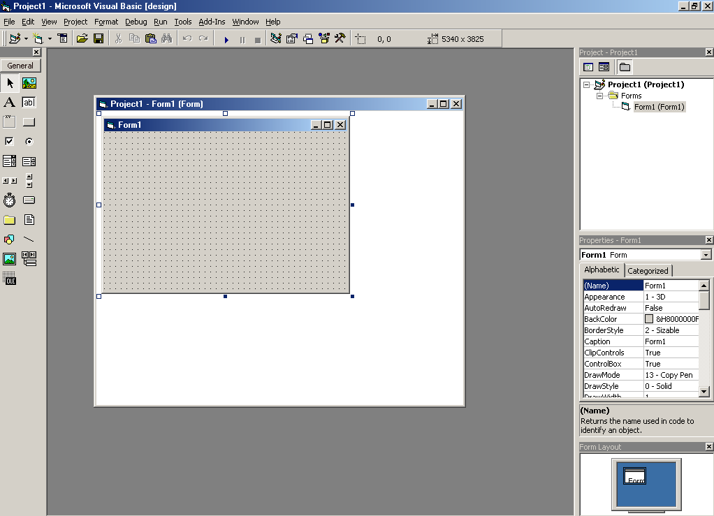Το Περιβάλλον Ανάπτυξης της Visual Basic: Γραμμή Τίτλου Γραμμή Μενού Εντολών
