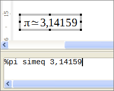 Krok 5: Vľavo zmažeme prvú skupinu znakov <?> a stlačíme kláves F4, aby sme sa presunuli na druhú skupinu <?>. Vložíme číslo 3,14159, čím prepíšeme <?> na konci vzorca.
