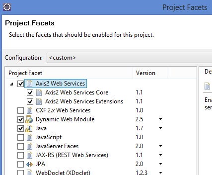 Eclipse Lab Example (Area Calculation) Create a project with the support of Axis2 features.