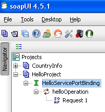 SOAPUI Example 1 (1/2) Assume a web service HelloService that has a single operation which takes as input a single string from a user (e.g Myron ) and returns a greeting message to the user (e.