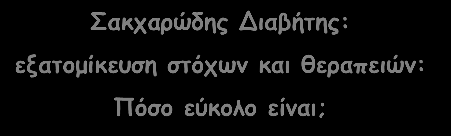 Σακχαρώδης Διαβήτης: εξατομίκευση στόχων και θεραπειών: Πόσο εύκολο είναι; Β. Α. Λαμπαδιάρη Επίκ.