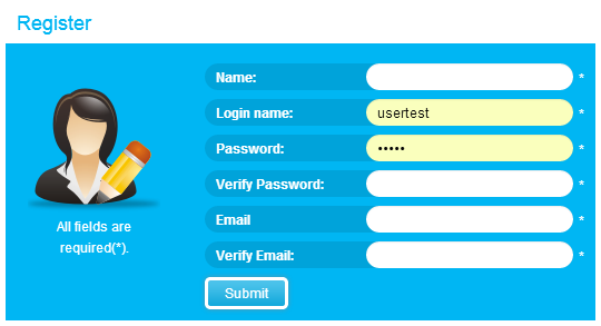 USER REGISTER Εγγραφή χρήστη Οι χρήστες μπορούν με την συμπλήρωση μιας φόρμας, να γραφτούν στο σύστημα.