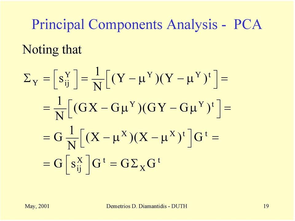 µ ) G = N Y Y t = µ µ = = G s G = GΣ G X t t