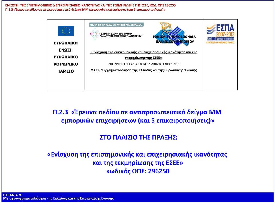 3 «Έρευνα πεδίου σε αντιπροσωπευτικό δείγμα ΜΜ εμπορικών επιχειρήσεων (και 5 επικαιροποιήσεις)» ΣΤΟ ΠΛΑΙΣΙΟ ΤΗΣ ΠΡΑΞΗΣ: «Ενίσχυση της