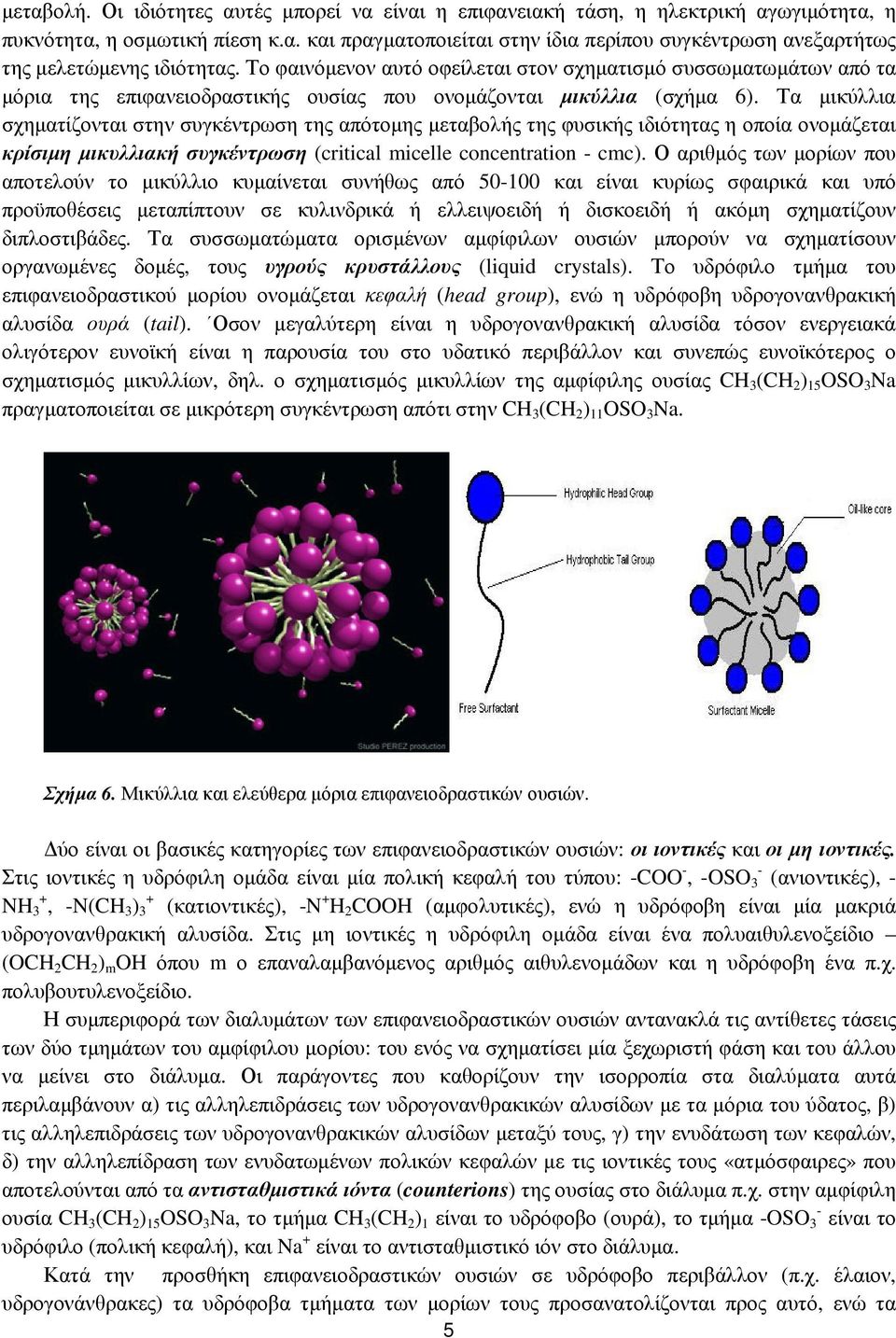 Τα µικύλλια σχηµατίζονται στην συγκέντρωση της απότοµης µεταβολής της φυσικής ιδιότητας η οποία ονοµάζεται κρίσιµη µικυλλιακή συγκέντρωση (critical micelle concentration - cmc).