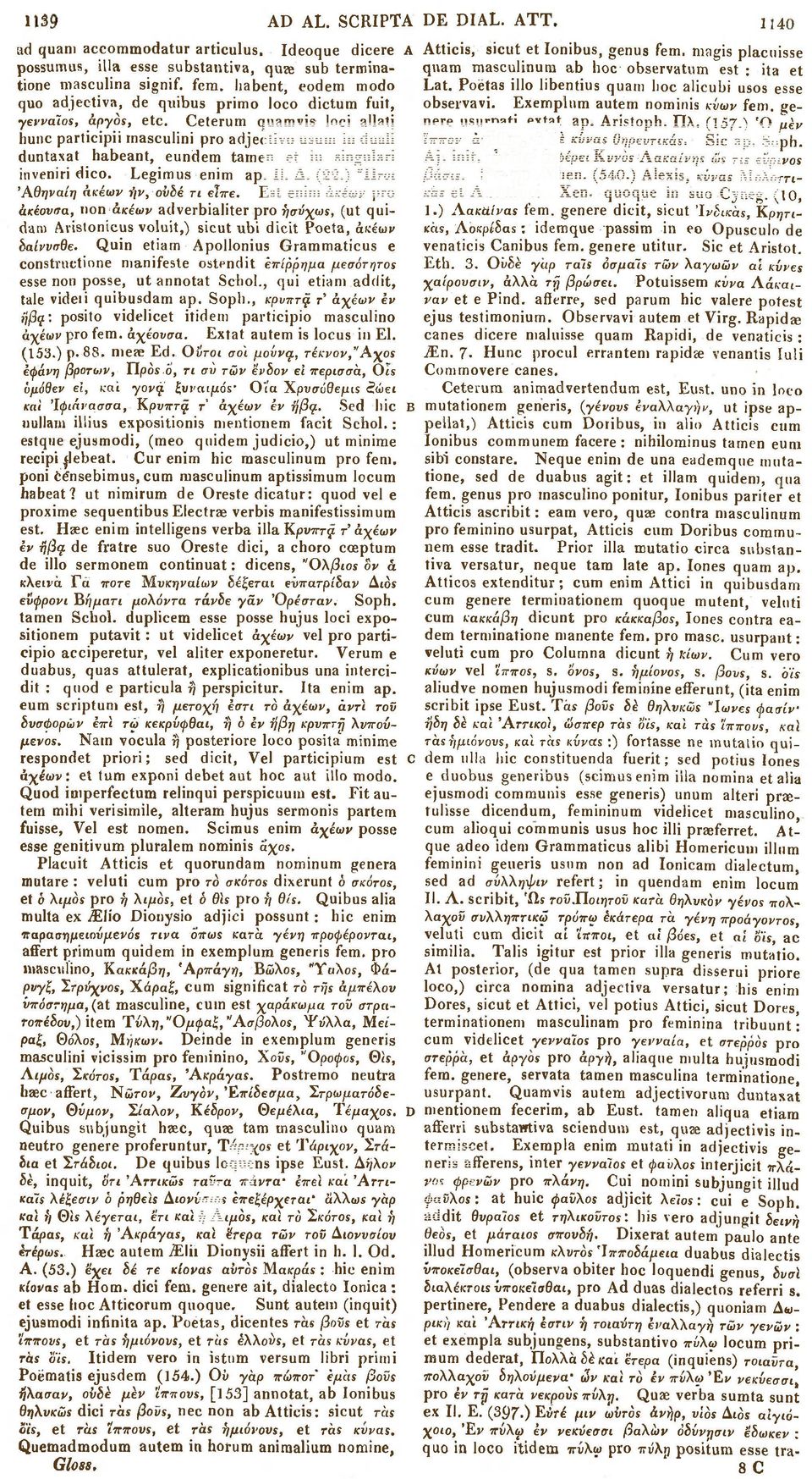 alicubi usos esse quo adjectiva, de qiiibus primo loco dictum fuit, observavi. Exemplum autem nominis κύων fem. genere γενναίος, άργός, etc. Ceterum quamvis loci allali usurpati extat ap. Aristoph.