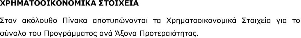 Χρηματοοικονομικά Στοιχεία για το