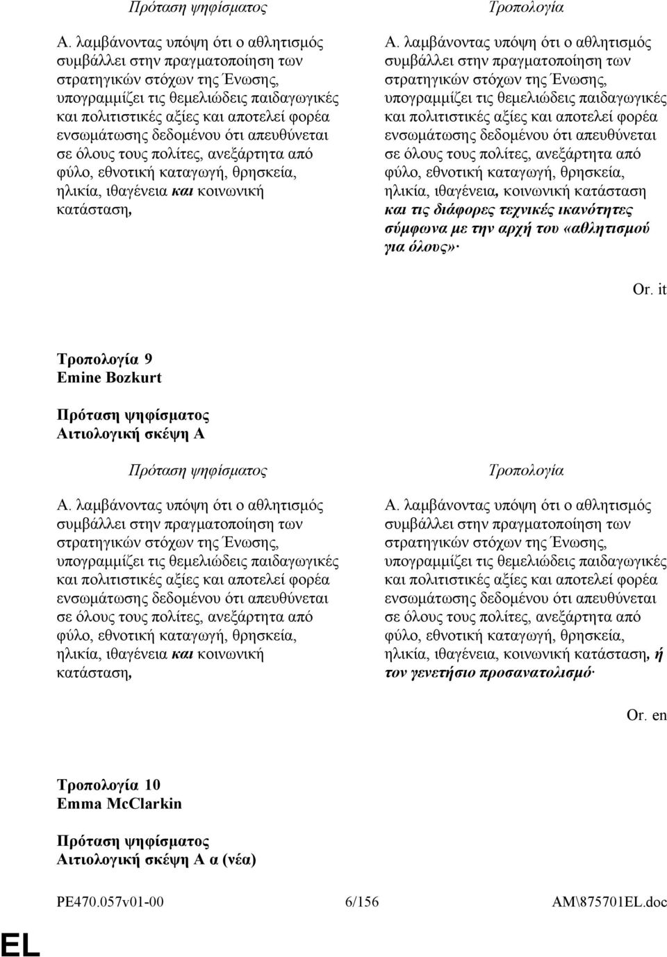 ανεξάρτητα από φύλο, εθνοτική καταγωγή, θρησκεία, ηλικία, ιθαγένεια, κοινωνική κατάσταση και τις διάφορες τεχνικές ικανότητες σύμφωνα με την αρχή του «αθλητισμού για όλους» Or.