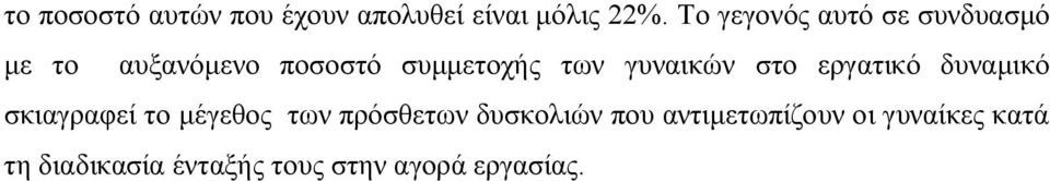 γυναικών στο εργατικό δυναμικό σκιαγραφεί το μέγεθος των πρόσθετων