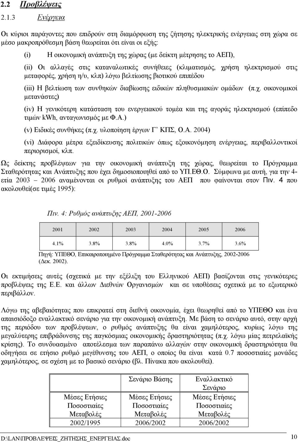 δείκτη µέτρησης το ΑΕΠ), (ii) Οι αλλαγές στις καταναλωτικές συνήθειες (κλιµατισµός, χρήση ηλεκτρισµού στις µεταφορές, χρήση η/υ, κλπ) λόγω βελτίωσης βιοτικού επιπέδου (iii) Η βελτίωση των συνθηκών