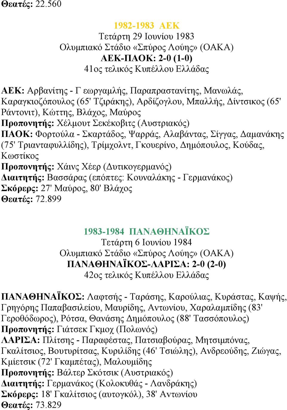 Καραγκιοζόπουλος (65' Τζιράκης), Αρδίζογλου, Μπαλλής, ίντσικος (65' Pάντoνιτ), Κώττης, Βλάχος, Μαύρος Προπονητής: Χέλµουτ Σεκέκοβιτς (Αυστριακός) ΠΑΟΚ: Φορτούλα - Σκαρτάδος, Ψαρράς, Αλαβάντας,