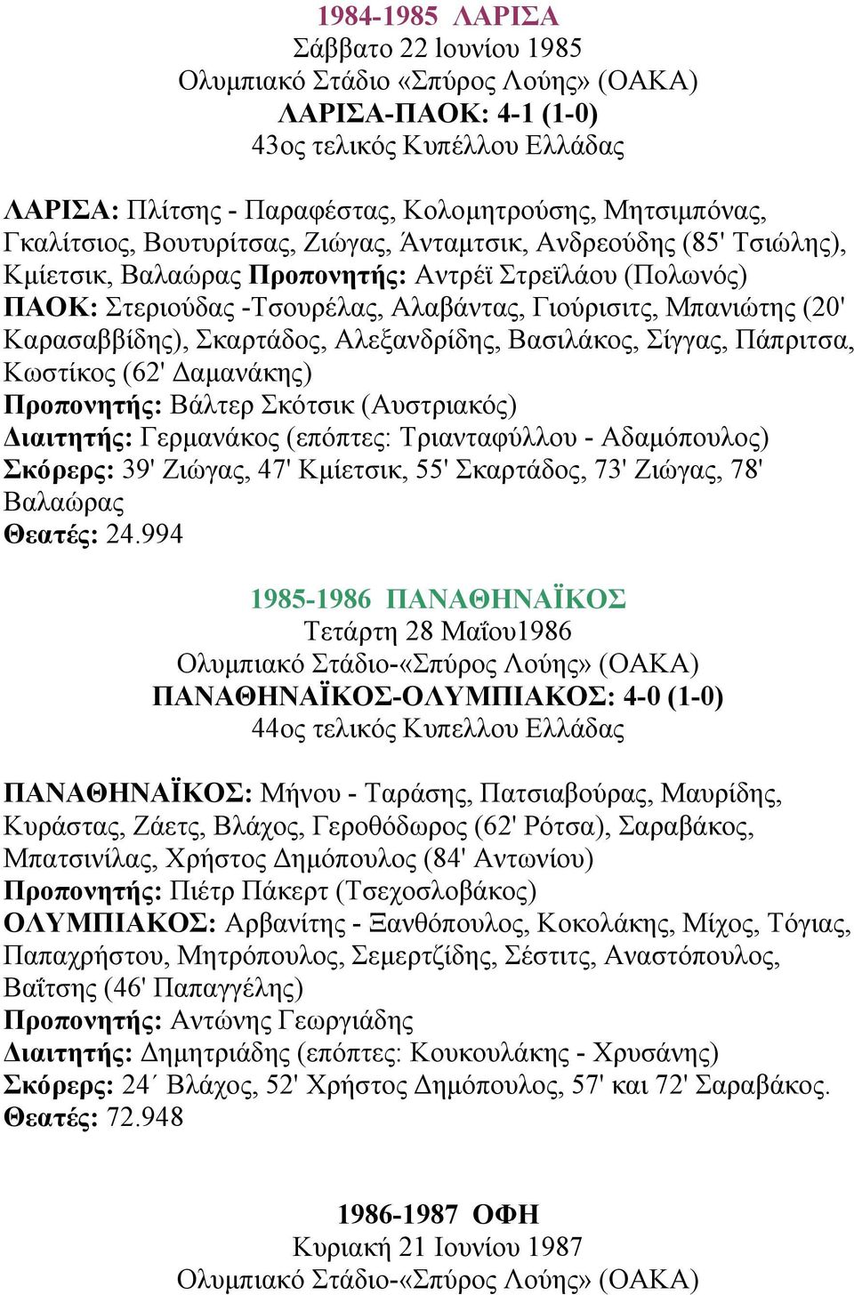 Καρασαββίδης), Σκαρτάδος, Αλεξανδρίδης, Βασιλάκος, Σίγγας, Πάπριτσα, Κωστίκος (62' αµανάκης) Προπονητής: Βάλτερ Σκότσικ (Αυστριακός) ιαιτητής: Γερµανάκος (επόπτες: Τριανταφύλλου - Αδαµόπουλος)