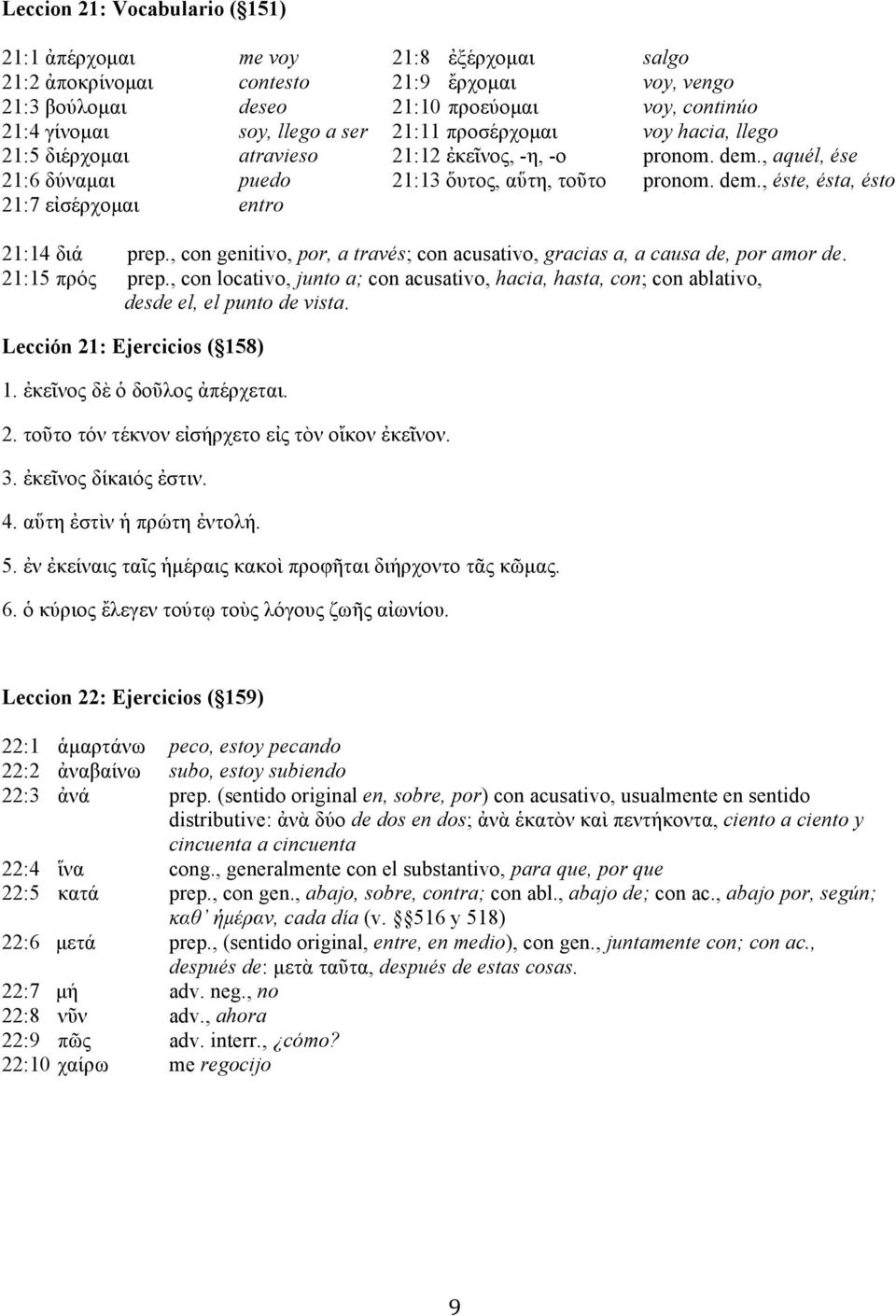 , con genitivo, por, a través; con acusativo, gracias a, a causa de, por amor de. 21:15 πρός prep., con locativo, junto a; con acusativo, hacia, hasta, con; con ablativo, desde el, el punto de vista.