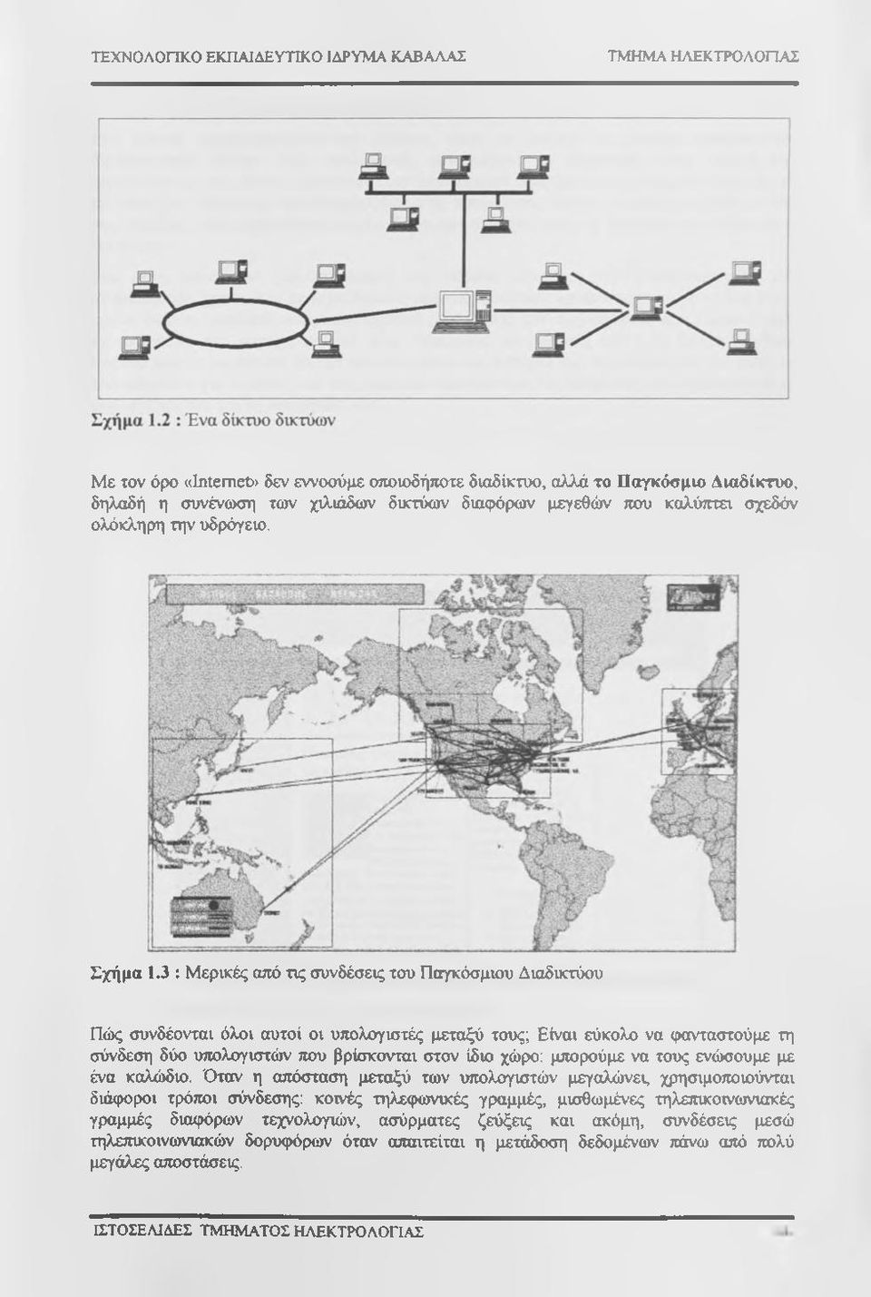 3 : Μερικές από τις συνδέσεις του Παγκόσμιου Διαδικτύου Πώς συνδέονται όλοι αυτοί οι υπολογιστές μεταξύ τους; Είναι εύκολο να ιρανταστούμε τη σύνδεση δύο υπολογιστών που βρίσκονται στον ίδιο χώρο: