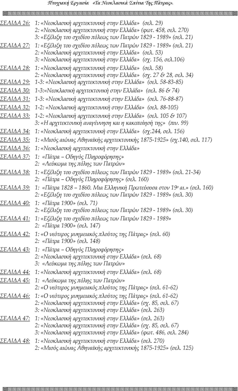 106) ΣΕΛΙΔΑ 28: 1: «Νεοκλασική αρχιτεκτονική στην Ελλάδα» (σελ. 58) 2: «Νεοκλασική αρχιτεκτονική στην Ελλάδα» (σχ. 27 & 28, σελ. 34) ΣΕΛΙΔΑ 29: 1-3: «Νεοκλασική αρχιτεκτονική στην Ελλάδα» (σελ.