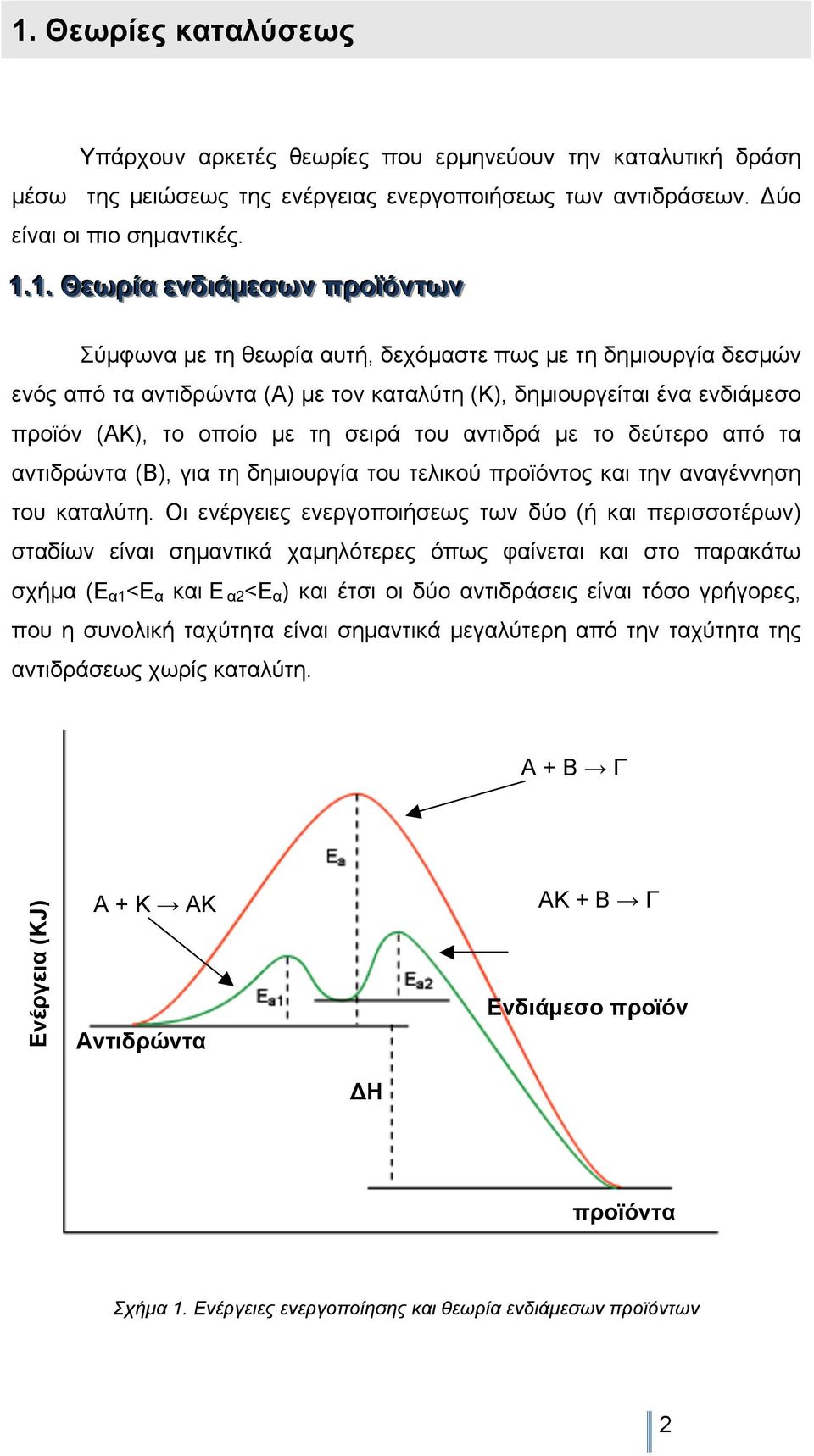 του αντιδρά µε το δεύτερο από τα αντιδρώντα (Β), για τη δηµιουργία του τελικού προϊόντος και την αναγέννηση του καταλύτη.