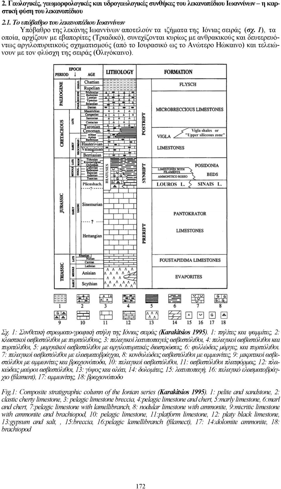 1), τα οποία, αρχίζουν με εβαπορίτες (Τριαδικό), συνεχίζονται κυρίως με ανθρακικούς και δευτερευόντως αργιλοπυριτικούς σχηματισμούς (από το Ιουρασικό ως το Ανώτερο Ηώκαινο) και τελειώνουν με τον