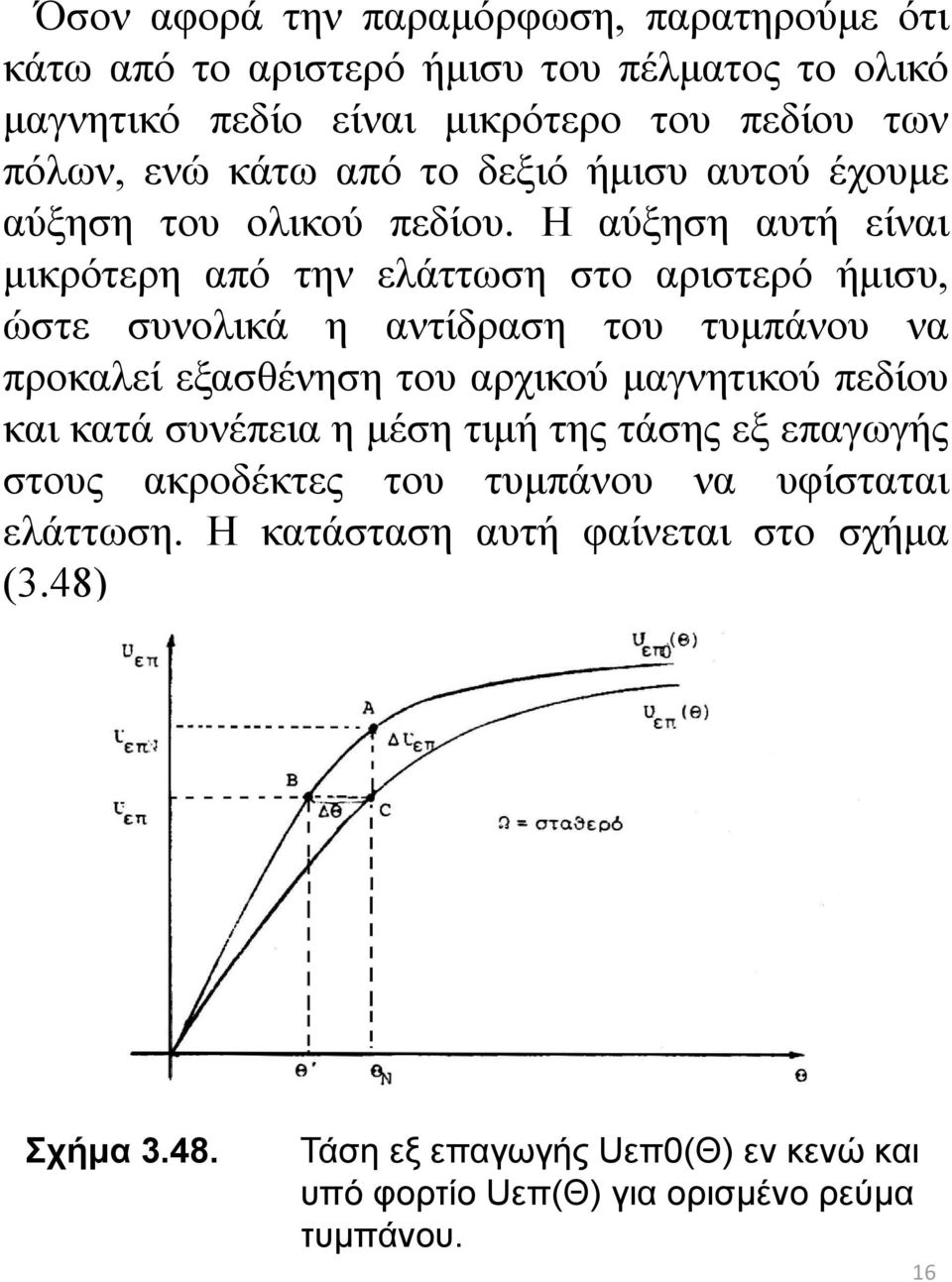 Η αύξηση αυτή είναι μικρότερη από την ελάττωση στο αριστερό ήμισυ, ώστε συνολικά η αντίδραση του τυμπάνου να προκαλεί εξασθένηση του αρχικού μαγνητικού