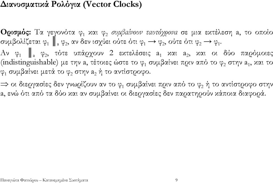 Αν φ 1 a φ 2, τότε υπάρχουν 2 εκτελέσεις a 1 και a 2, και οι δύο παρόµοιες (indistinguishable) µε την a, τέτοιες ώστε το φ 1 συµβαίνει πριν από το φ 2 στην