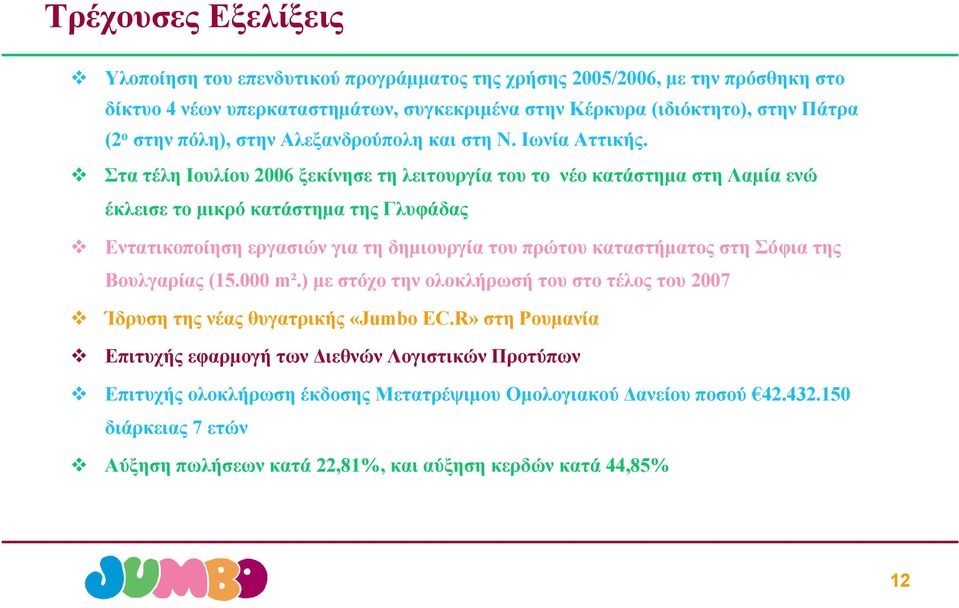 Στα τέλη Ιουλίου 2006 ξεκίνησε τη λειτουργία του το νέο κατάστημα στη Λαμία ενώ έκλεισε το μικρό κατάστημα της Γλυφάδας Εντατικοποίηση εργασιών για τη δημιουργία του πρώτου καταστήματος στη