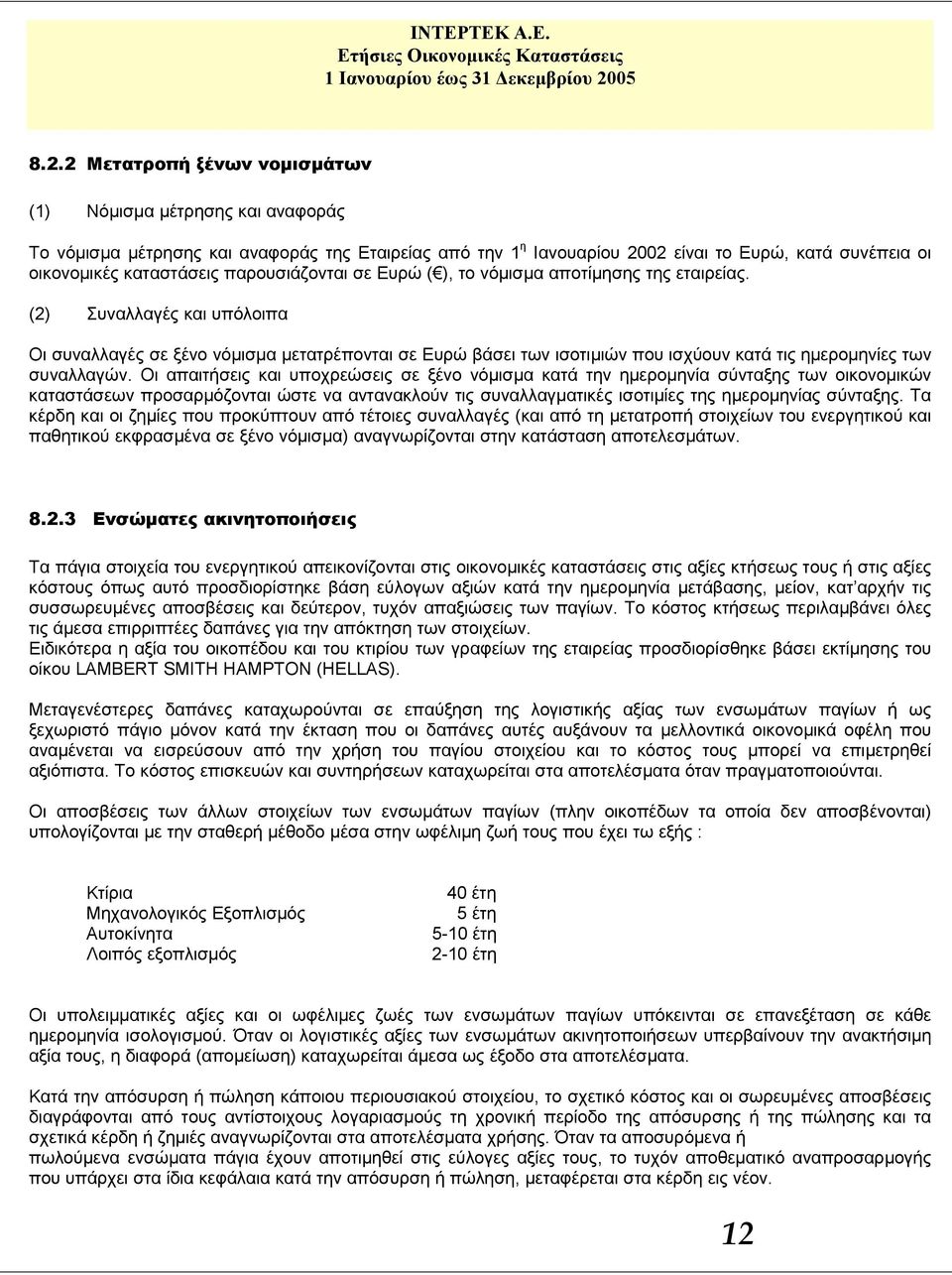 (2) Συναλλαγές και υπόλοιπα Οι συναλλαγές σε ξένο νόμισμα μετατρέπονται σε Ευρώ βάσει των ισοτιμιών που ισχύουν κατά τις ημερομηνίες των συναλλαγών.