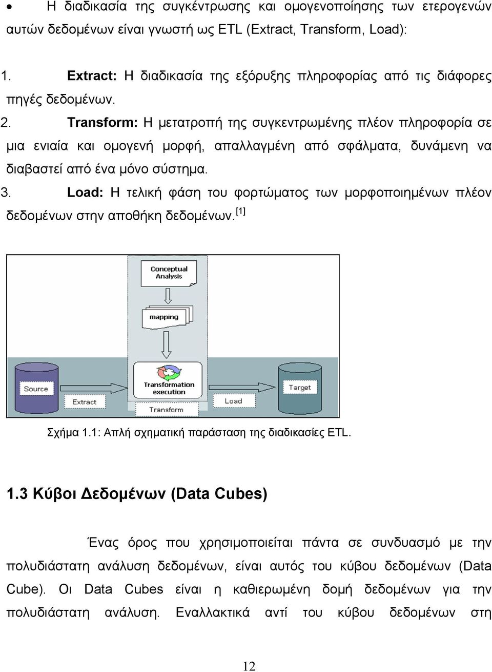 Transform: Η μετατροπή της συγκεντρωμένης πλέον πληροφορία σε μια ενιαία και ομογενή μορφή, απαλλαγμένη από σφάλματα, δυνάμενη να διαβαστεί από ένα μόνο σύστημα. 3.