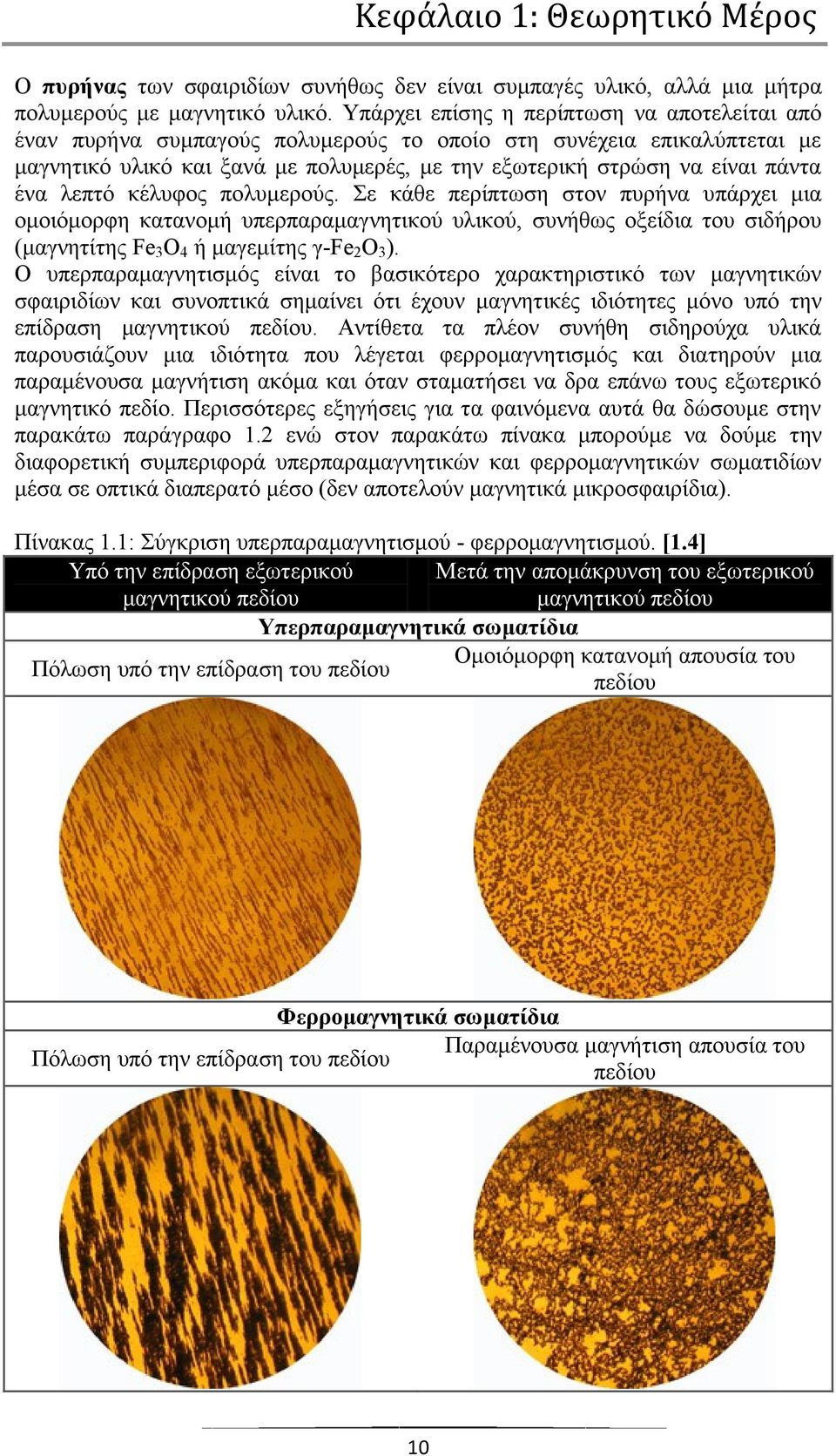 ιεπηφ θέιπθνο πνιπκεξνχο. ε θάζε πεξίπησζε ζηνλ ππξήλα ππάξρεη κηα νκνηφκνξθε θαηαλνκή ππεξπαξακαγλεηηθνχ πιηθνχ, ζπλήζσο νμείδηα ηνπ ζηδήξνπ (καγλεηίηεο Fe 3 O 4 ή καγεκίηεο γ-fe 2 O 3 ).