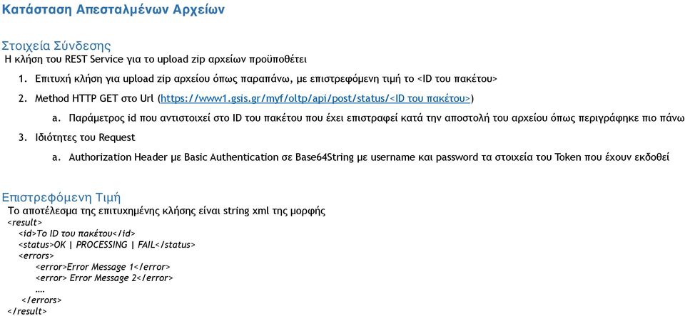 Παράµετρος id που αντιστοιχεί στο ID του πακέτου που έχει επιστραφεί κατά την αποστολή του αρχείου όπως περιγράφηκε πιο πάνω 3. Ιδιότητες του Request a.