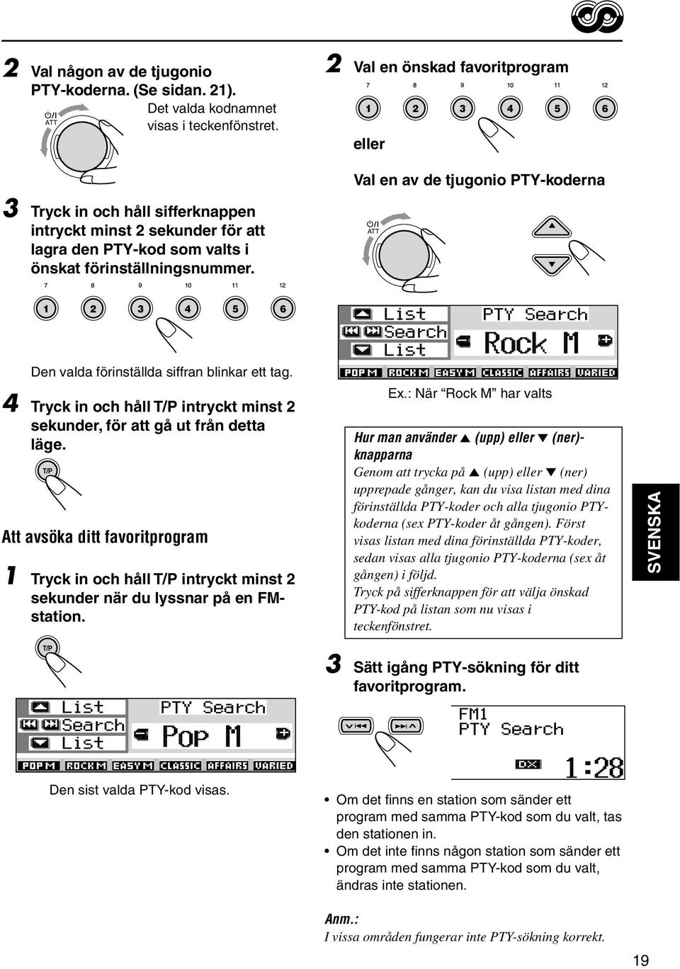 ATT Den valda förinställda siffran blinkar ett tag. 4 Tryck in och håll T/P intryckt minst sekunder, för att gå ut från detta läge.