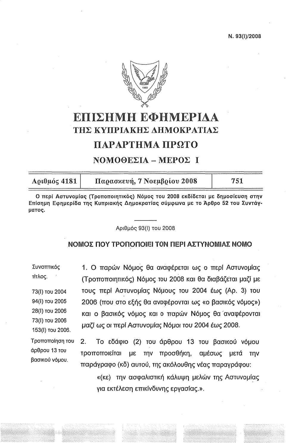 73(1) του 2004 94(1) του 2005 28(1) του 2006 73(1) του 2006 15