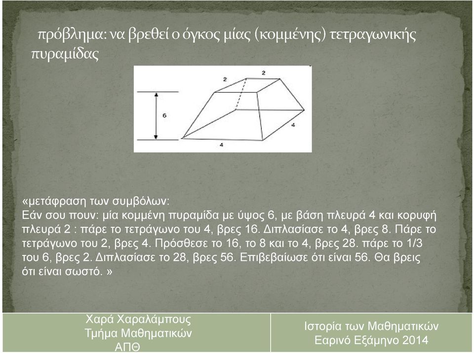 Πάρε το τετράγωνο του 2, βρες 4. Πρόσθεσε το 16, το 8 και το 4, βρες 28.